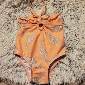 Girls Jessica Simpson Giraffe Keyhole Swimsuit 12M